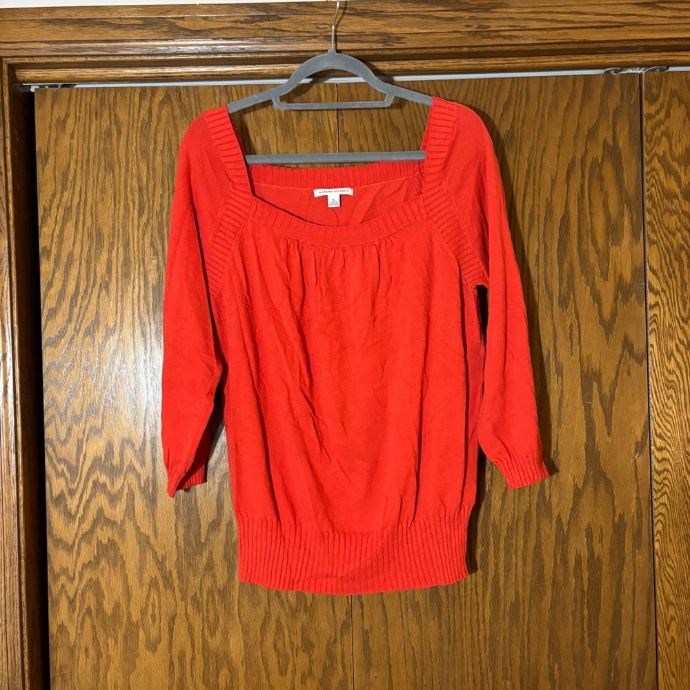 Banana Republic Vibrant Red Crew Neck Sweater